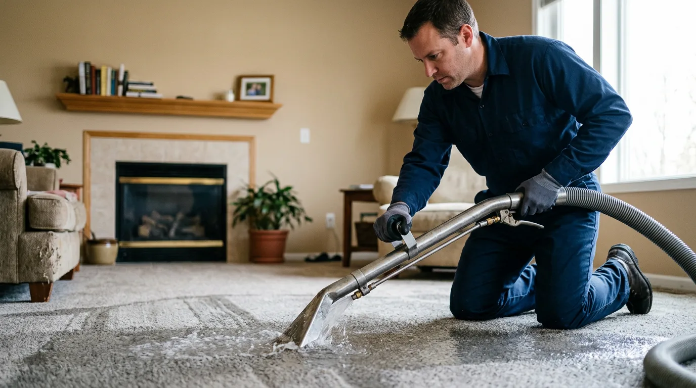 Water damage restoration technician working near Wolfeboro, NH